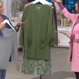 Carole Hochman QVC, Heavenly Soft, 3 Piece Lounge Set, Olive Green, size M, NWT